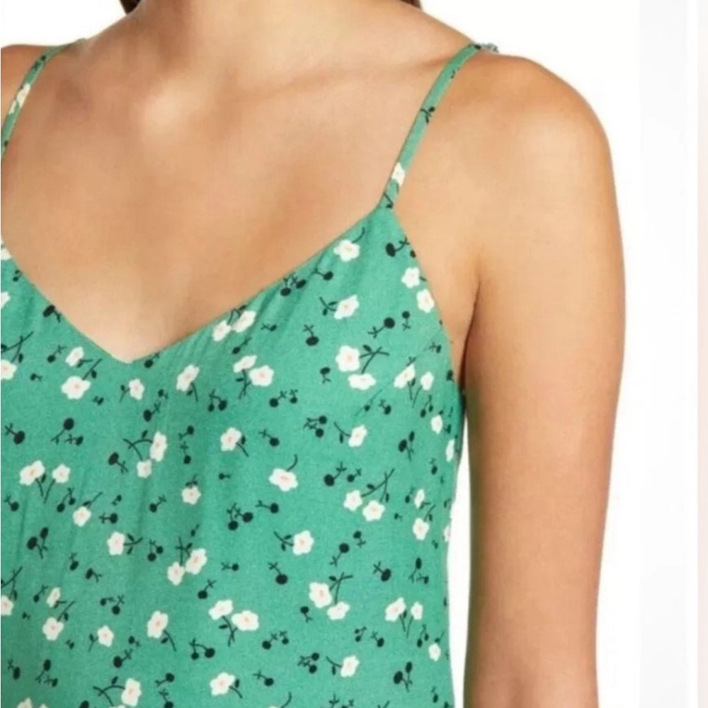 Reformation Pico Green Floral Print crimini 
Thigh High Slit Slip-Dress - Picture 2 of 6